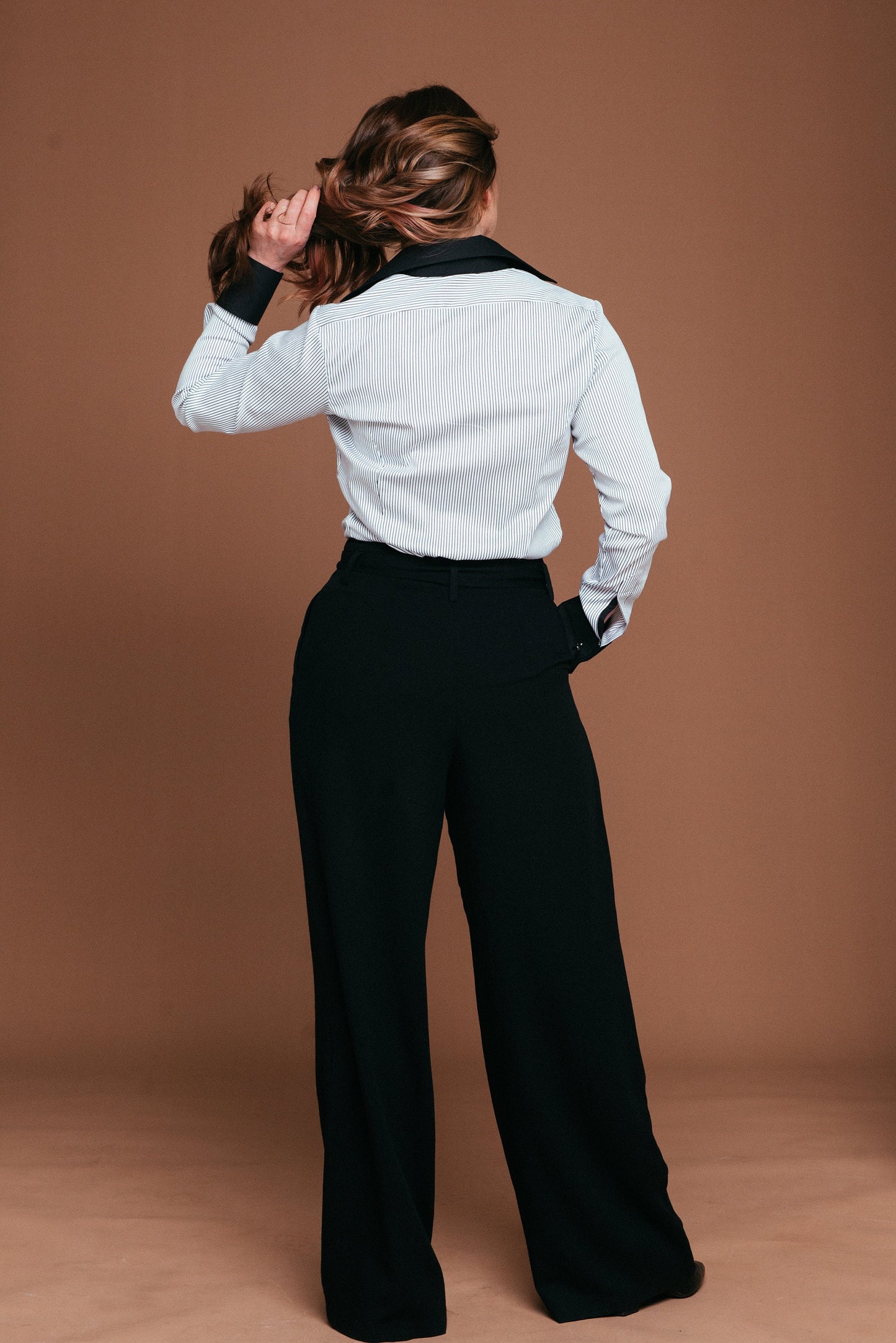 Striped French Cuff Blouse: Slim Fit Stretch Cotton Business Shirt
