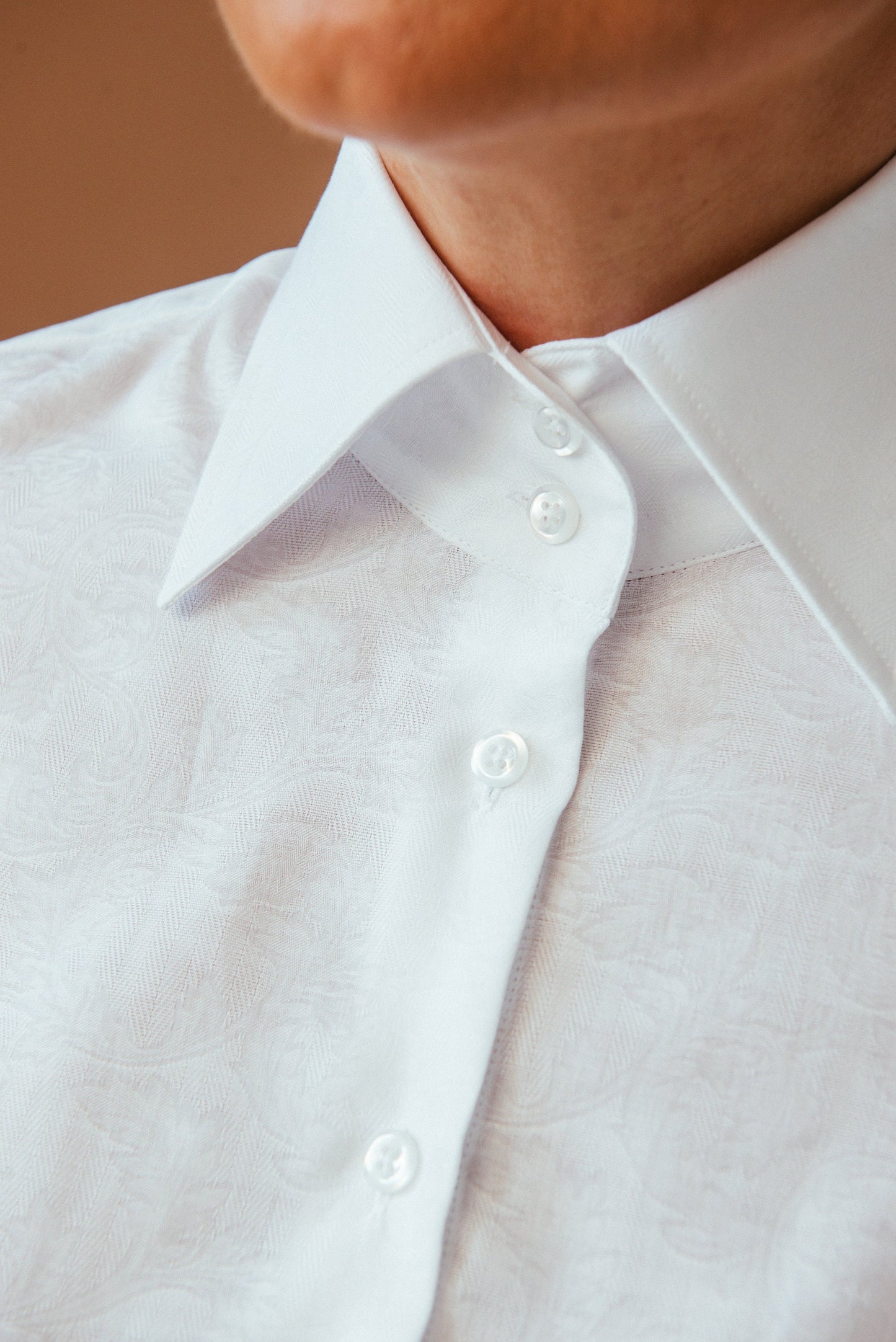 White French Cuff Blouse: Herringbone Cotton Dress Shirt