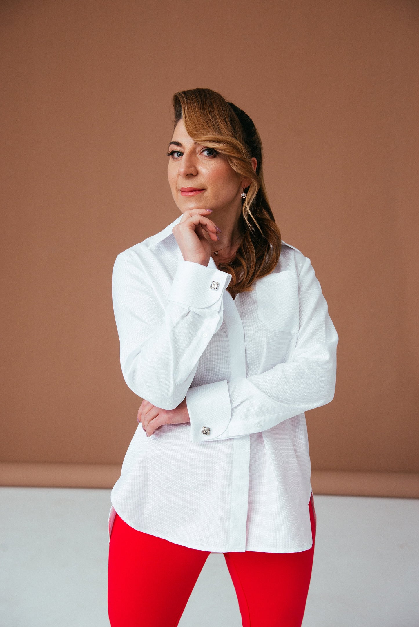 Oversized White Cotton Blouse with French Cuffs