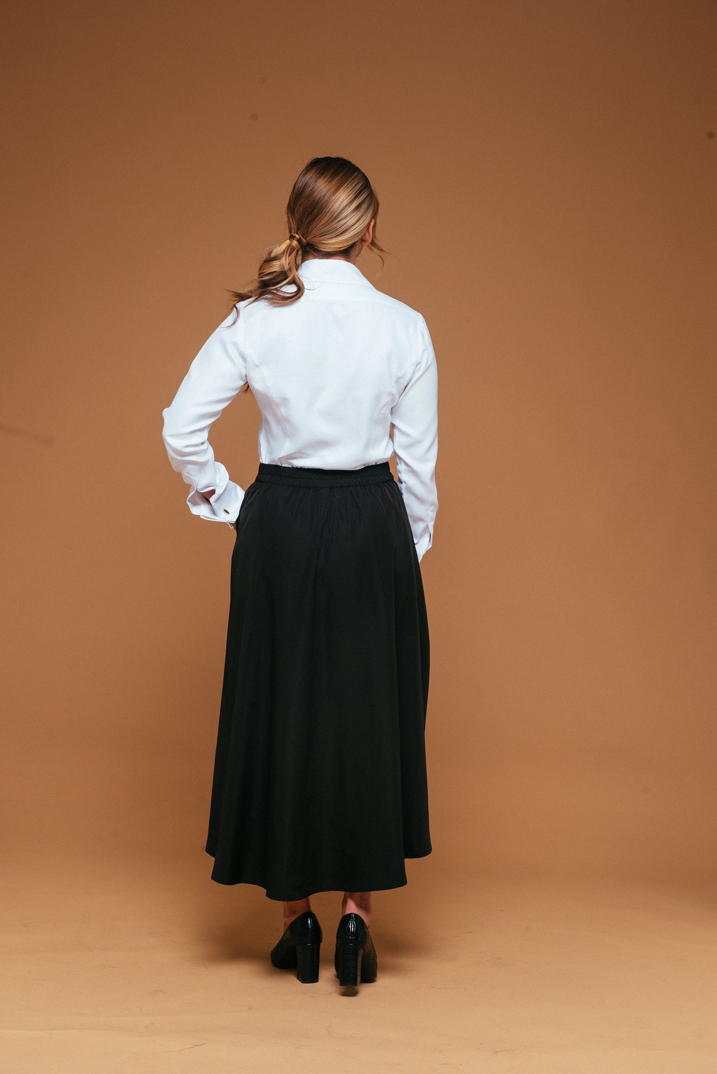 Fitted French Cuff Blouse: Luxury 100% Cotton White Shirt