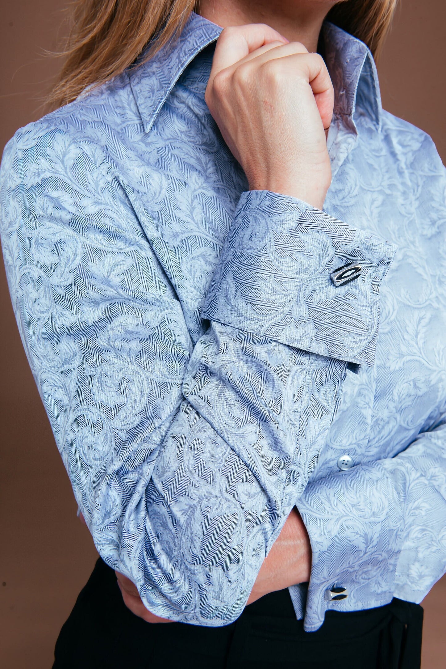 Elegant French Cuff Blouse: Luxury Cotton Button-Down Shirt