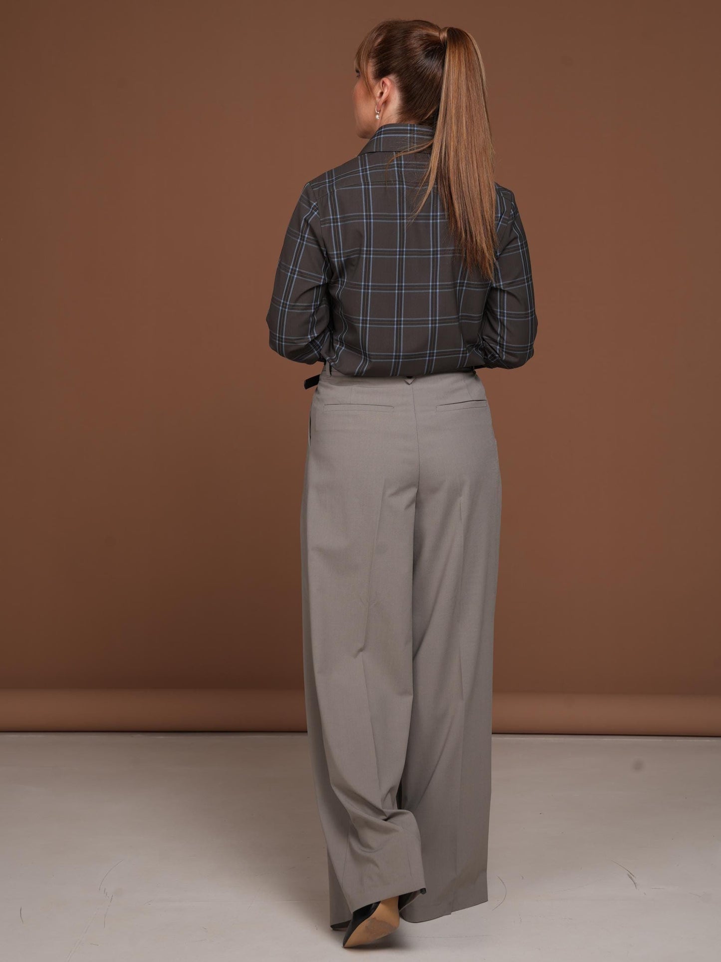 Merino Wool Plaid Shirt with French Cuffs - Tailored Fit