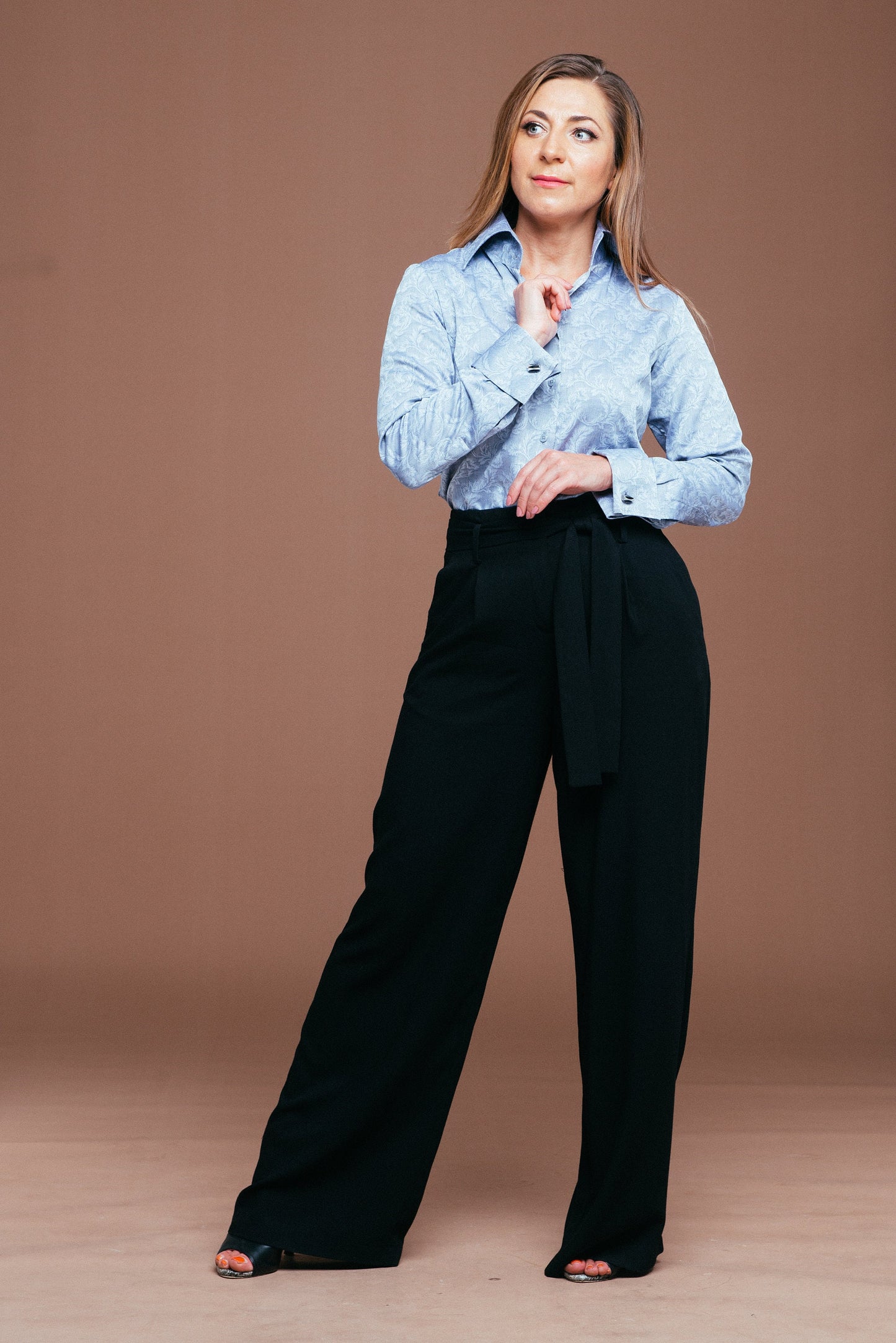 Elegant French Cuff Blouse: Luxury Cotton Button-Down Shirt