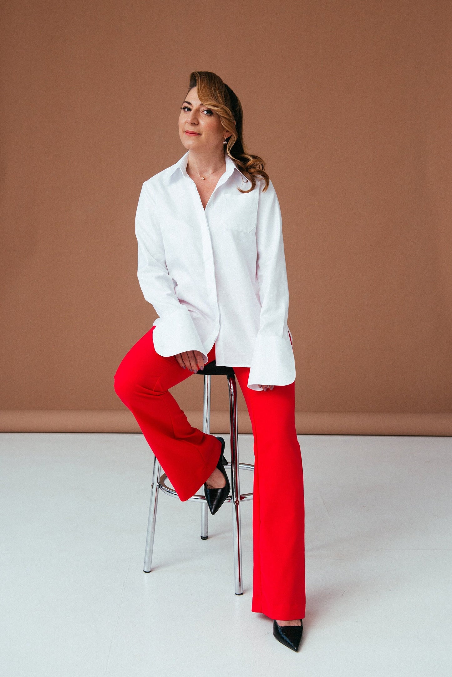 Oversized White Cotton Blouse with French Cuffs