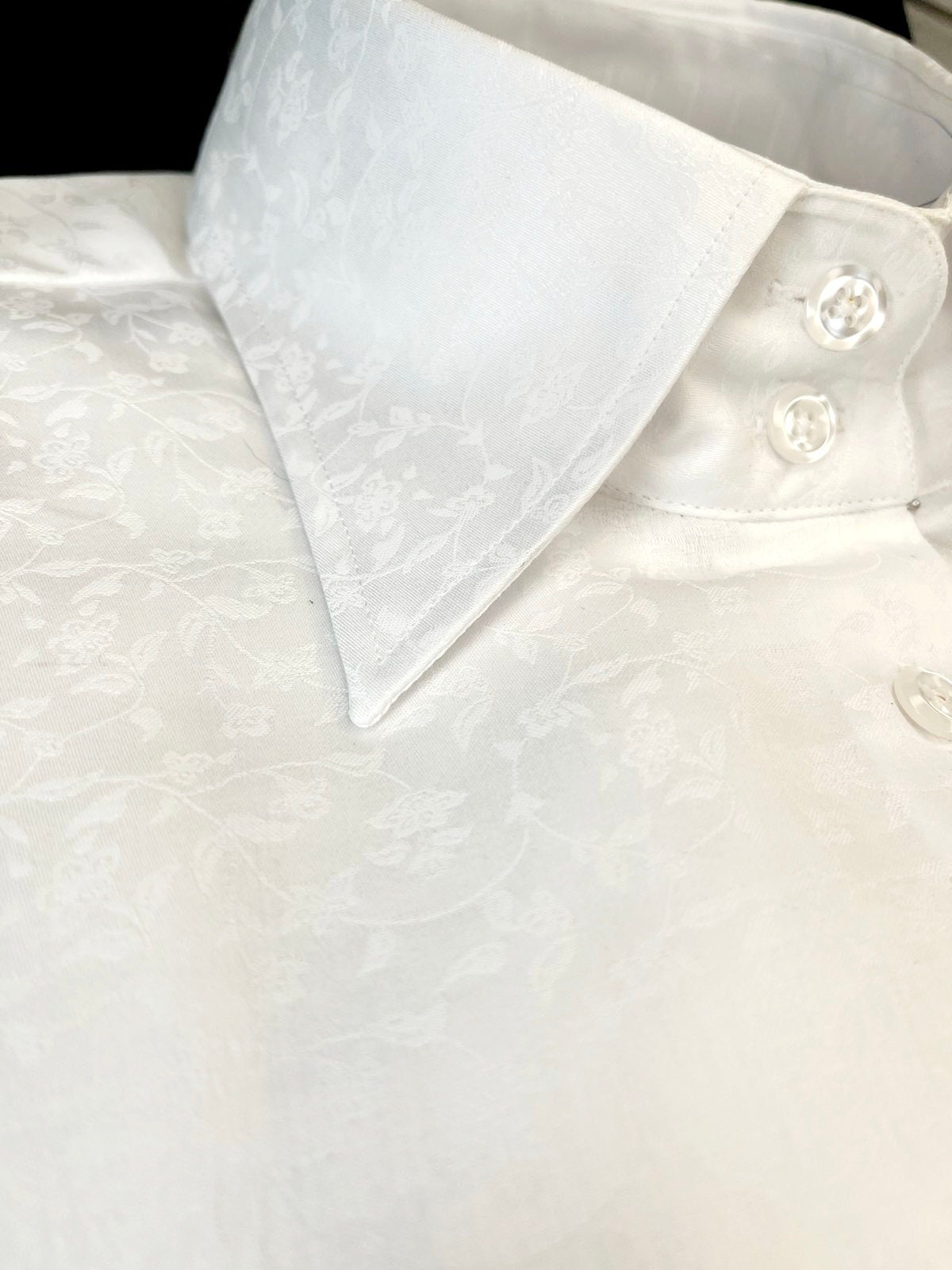 White French Cuff Blouse: Herringbone Cotton Dress Shirt