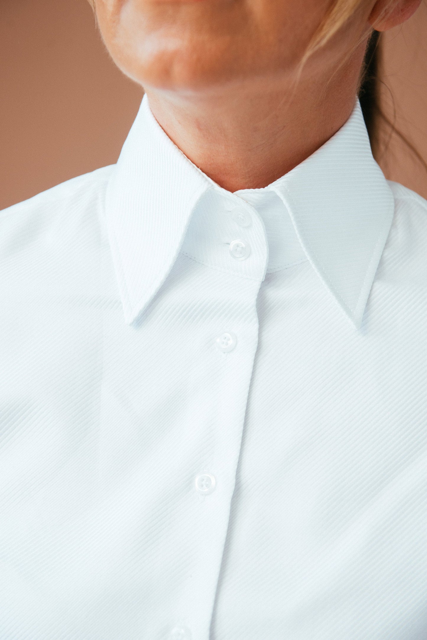 White French Cuff Blouse: High Collar Cotton Shirt
