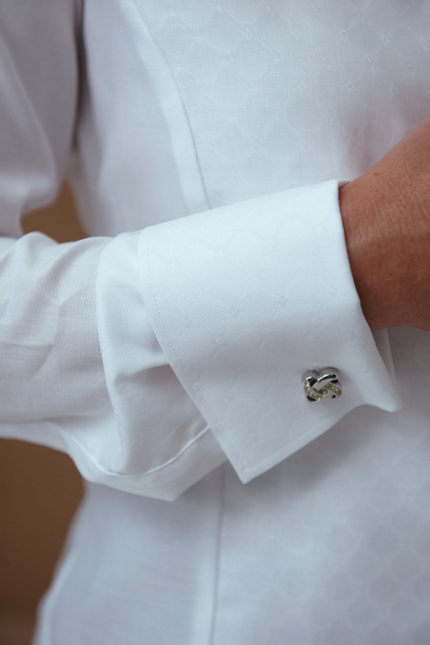 White Oxford Cotton French Cuff Blouse: Non-Iron Tuxedo Shirt