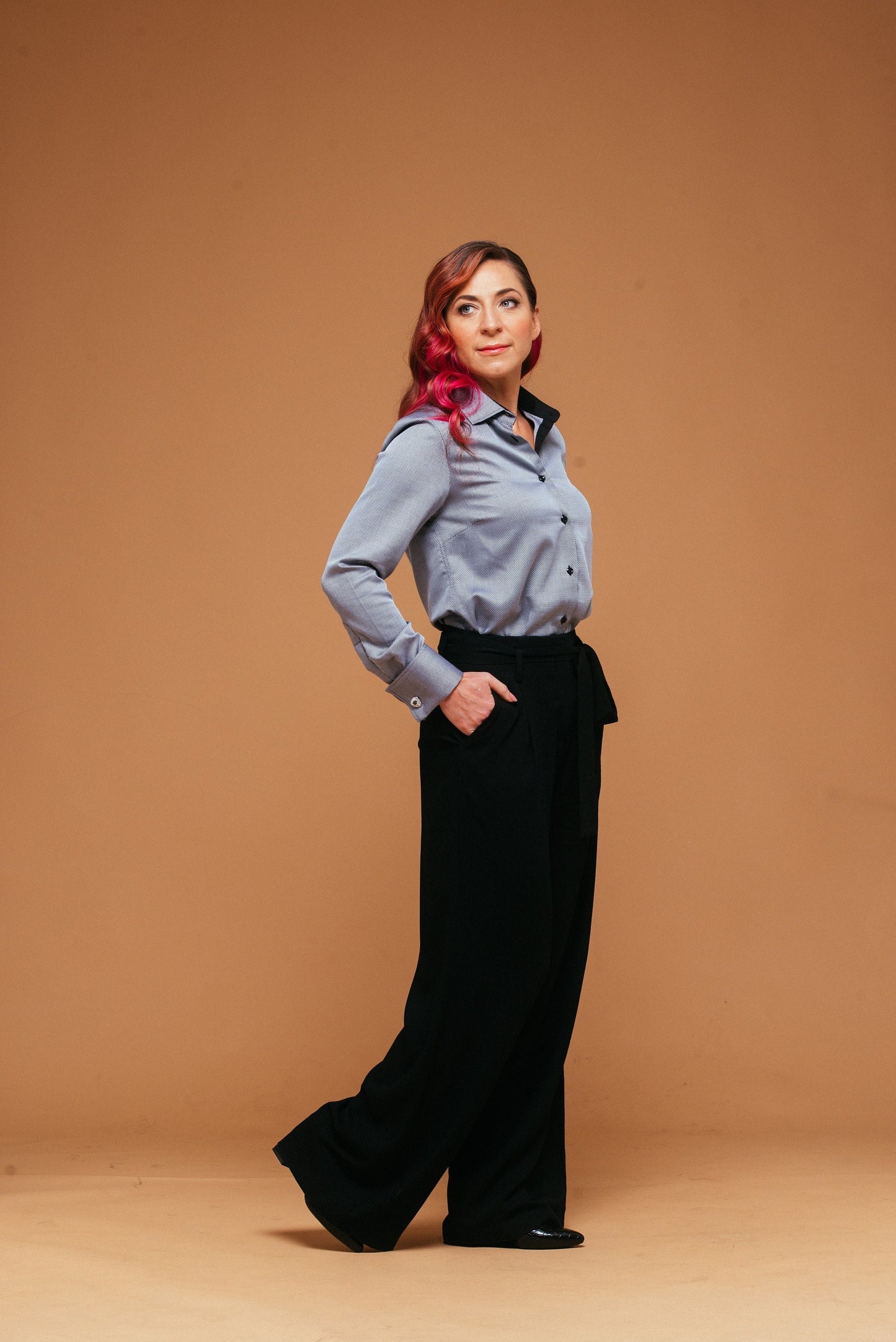 Luxury Cotton French Cuff Blouse: Elegant Women's Business Shirt