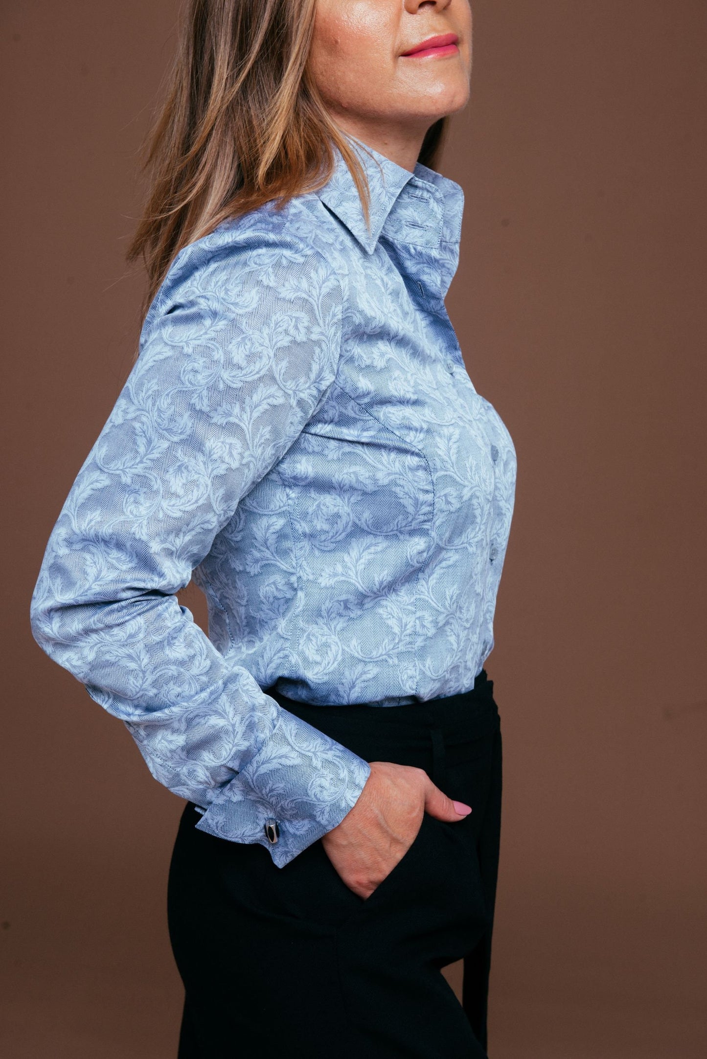 Elegant French Cuff Blouse: Luxury Cotton Button-Down Shirt