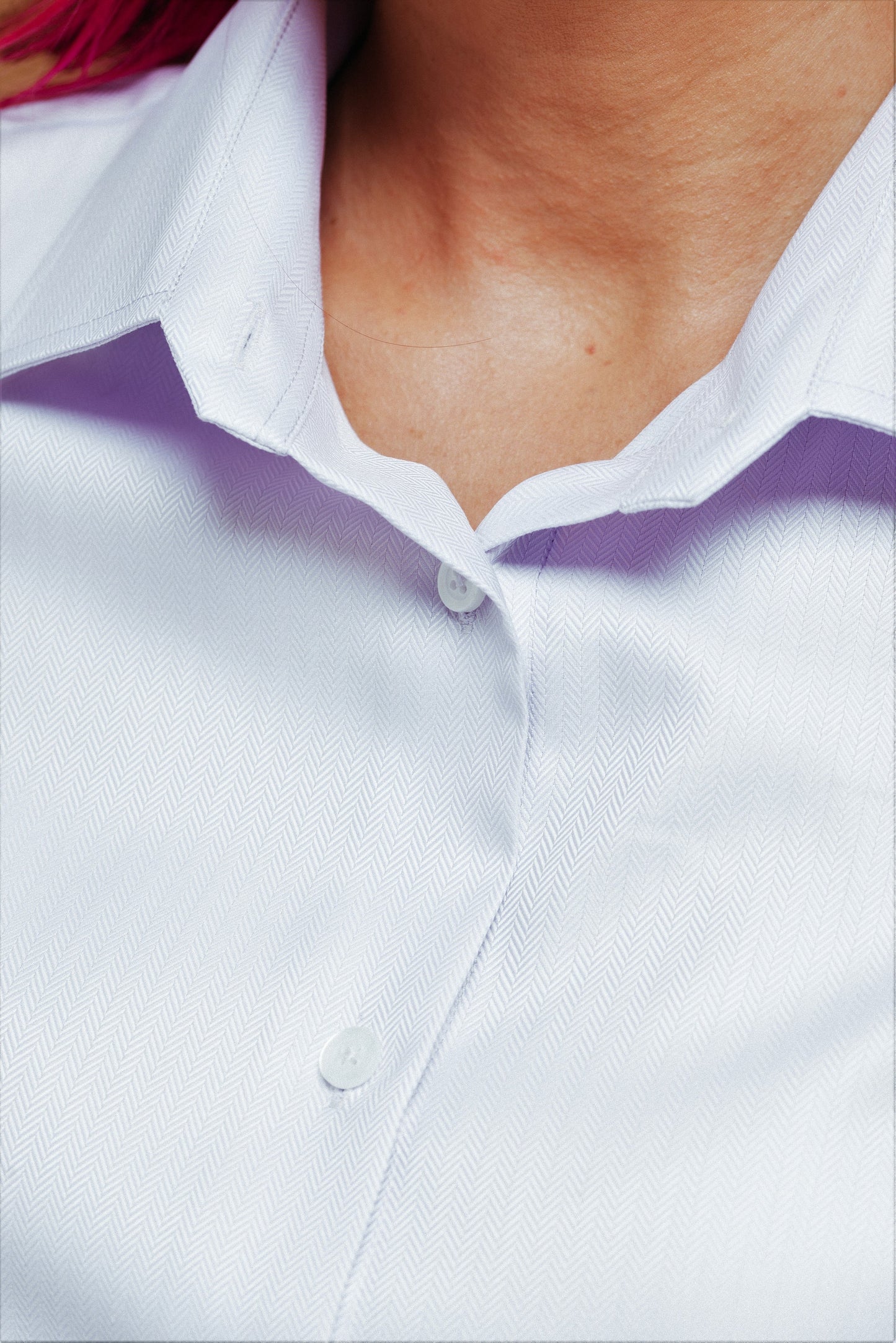 Elegant Lilac French Cuff Blouse: Women's Herringbone Cotton Shirt