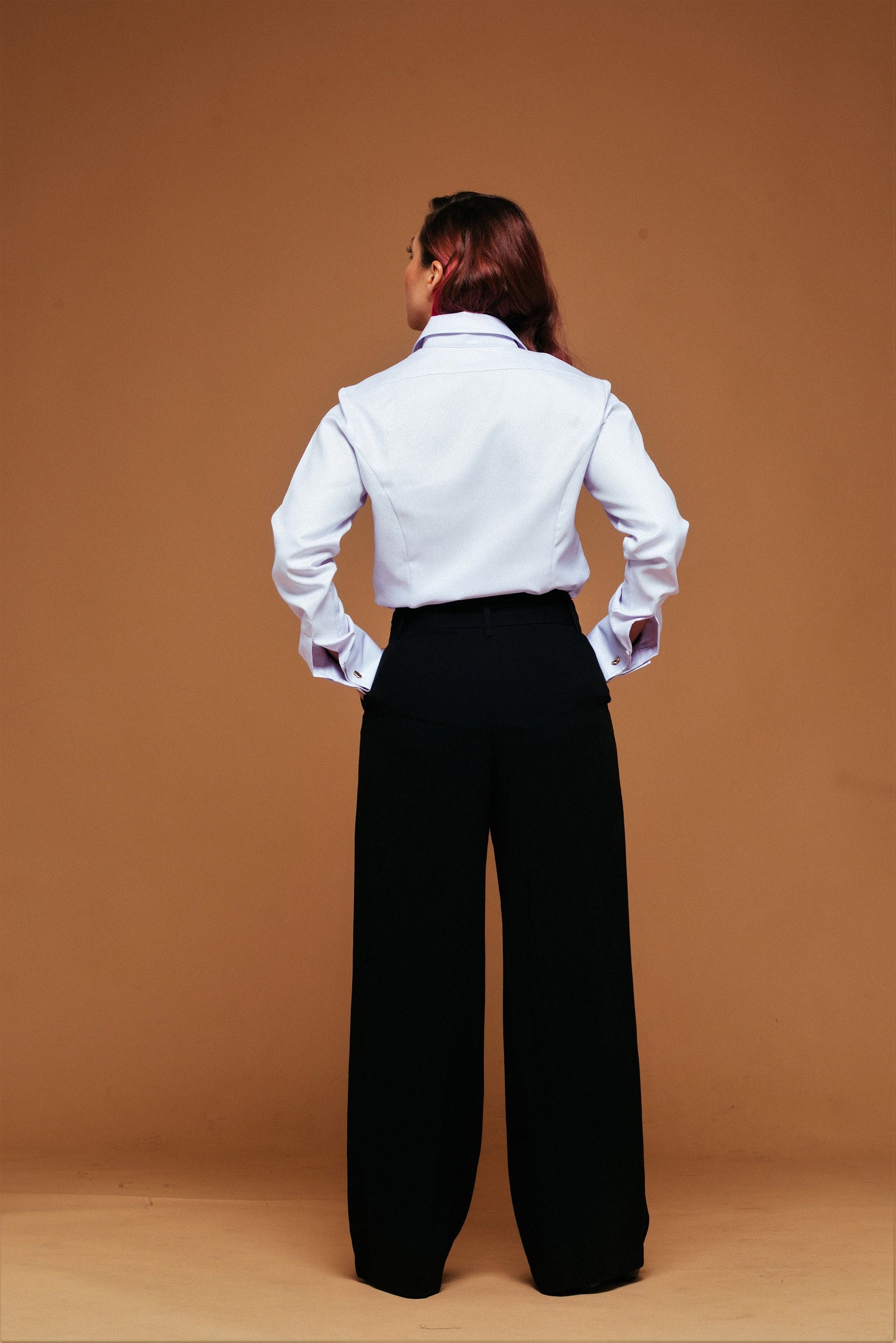Elegant Lilac French Cuff Blouse: Women's Herringbone Cotton Shirt