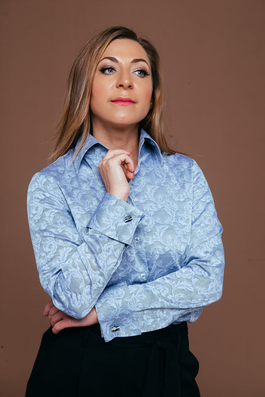 Elegant French Cuff Blouse: Luxury Cotton Button-Down Shirt