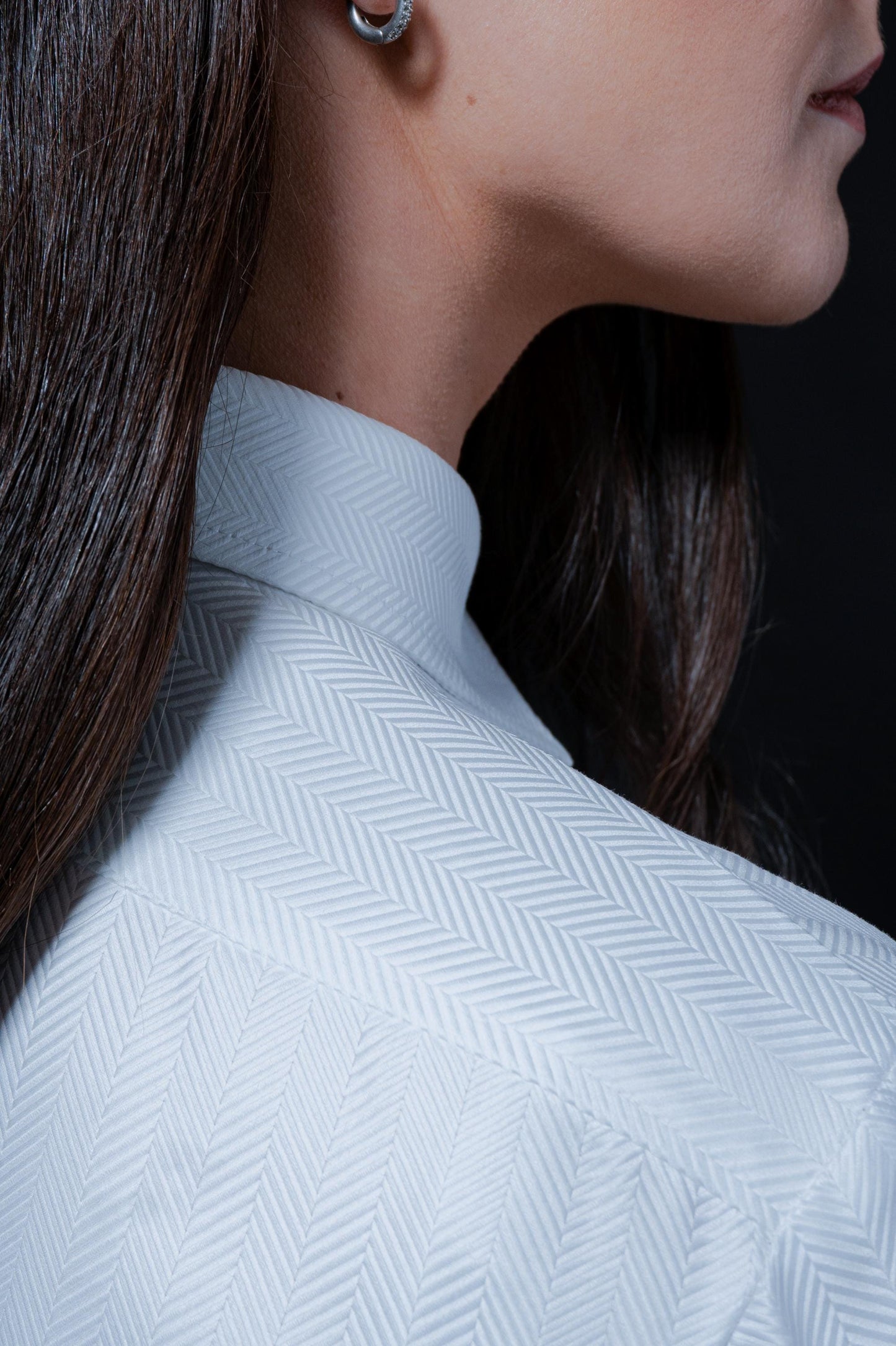 Fitted Herringbone French Cuff Blouse for Cuff Links: White Cotton Business Shirt Button Up