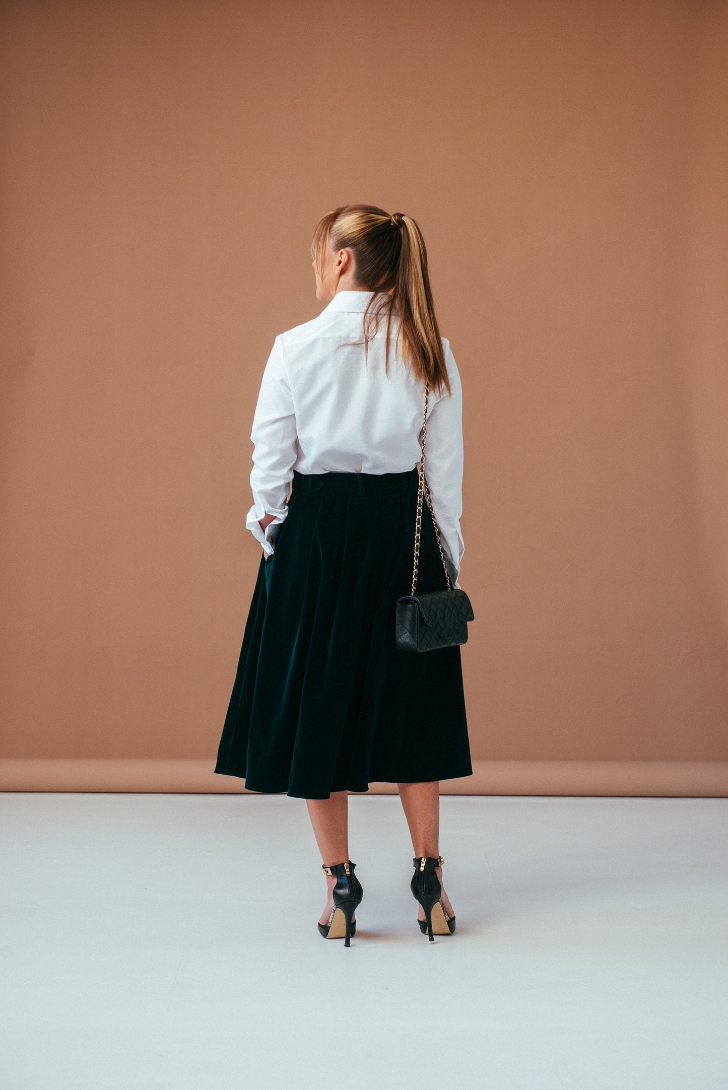 Floral White French Cuff Blouse: Luxury Cotton Formal Shirt