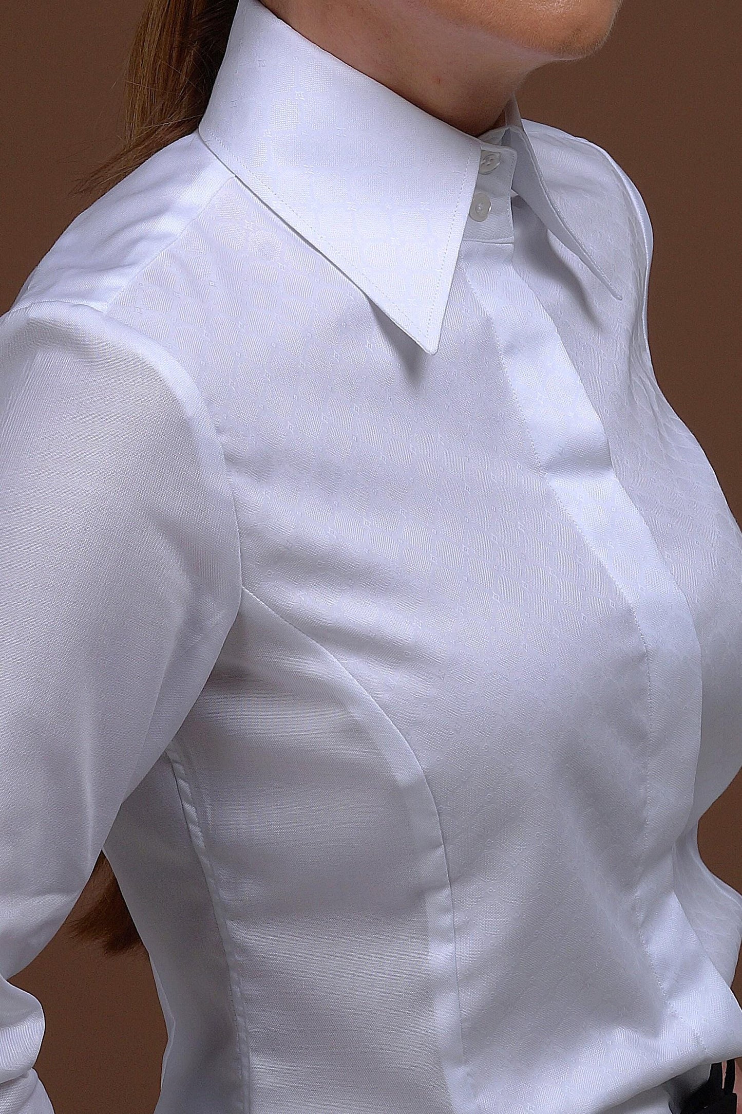 Non-Iron Oxford Women’s Shirt: French Cuff, High Collar
