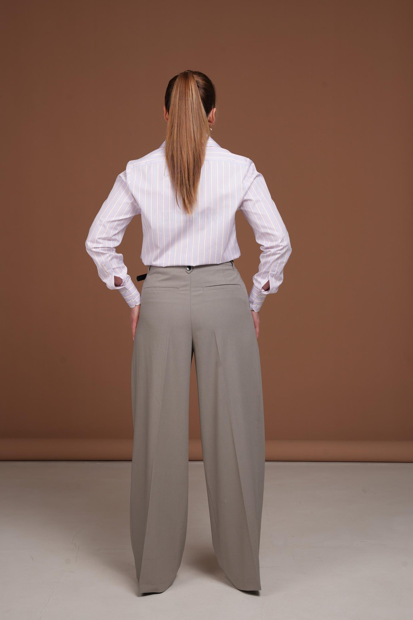 Pink Striped Cotton Button-Down Shirt: Classic Business Blouse