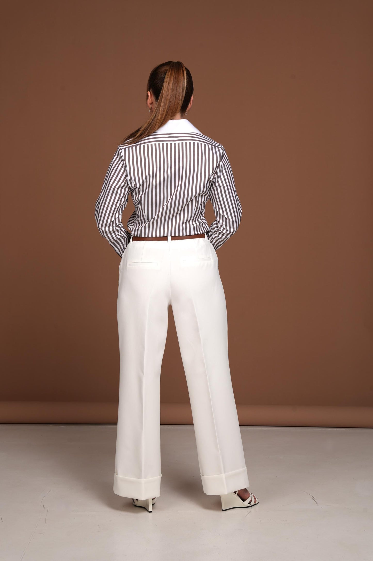 Striped French Cuff Shirt: Fitted Cotton Button-Down Blouse