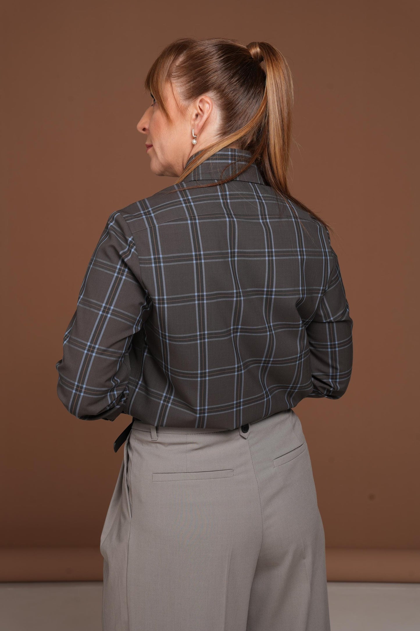 Merino Wool Plaid Shirt with French Cuffs - Tailored Fit