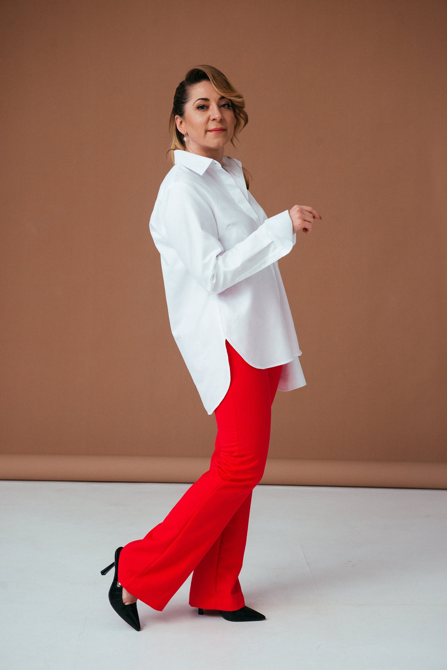 Oversized White Cotton Blouse with French Cuffs