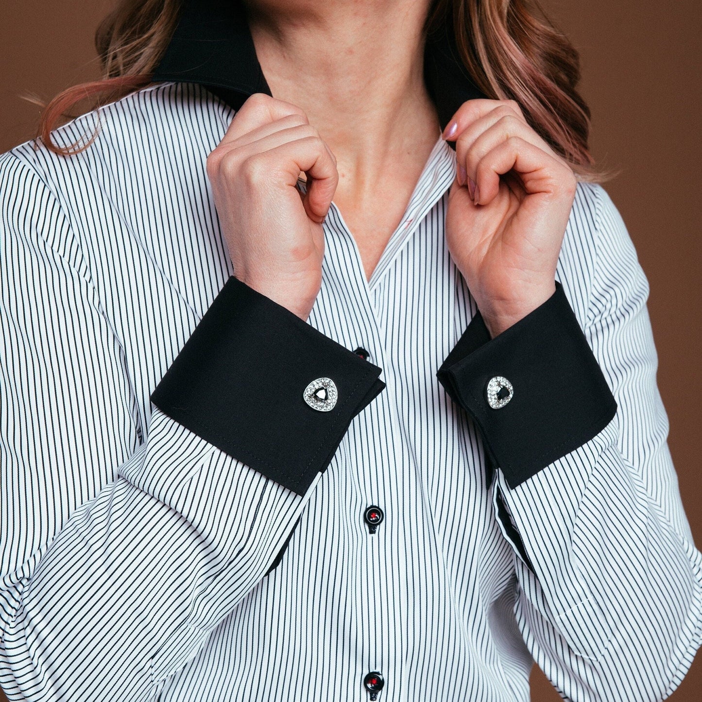 Striped French Cuff Shirt: Slim Fit Cotton Button-Up Blouse